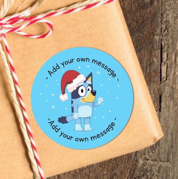 24 Personalised Christmas Stickers Bluey